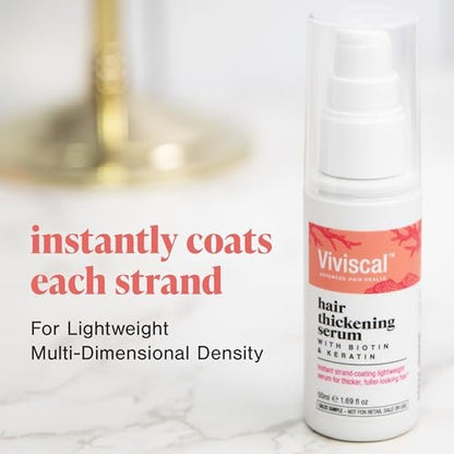 Viviscal Hair Thickening Serum - Instant Lightweight Leave-in Elixir for Thicker, Fuller Looking Hair with Keratin & Biotin, 50ml