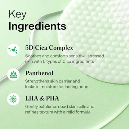 Torriden BALANCEFUL Toner Pad (60 Pads) - Daily Exfoliating Pads with PHA & LHA for Oily, Combo, and Sensitive Skin | 5D CICA, Panthenol Avelisse