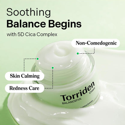 Torriden BALANCEFUL Cream 80ml – Soothing & Nourishing Moisturizer for Oily & Sensitive Skin with 5D CICA, Hyaluronic Acid, Panthenol