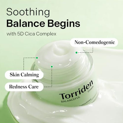 Torriden BALANCEFUL Cream 80ml – Soothing & Nourishing Moisturizer for Oily & Sensitive Skin with 5D CICA, Hyaluronic Acid, Panthenol