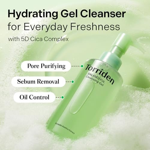 Torriden BALANCEFUL Cleansing Gel 200ml (6.76 fl. oz.) - Low pH Gentle Facial Cleanser with 5 Types of Centella Asiatica Extracts for Soothing, Calming, and Hydrating Avelisse