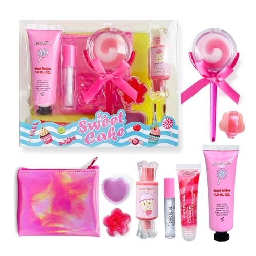 M&U MAKE YOU UP Lip Gloss Set for Girls – 11 Piece Ice Cream & Lollipop Shaped Lip Care Set - görsel 1