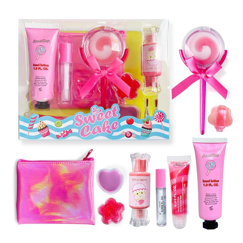 M&U MAKE YOU UP Lip Gloss Set for Girls – 11 Piece Ice Cream & Lollipop Shaped Lip Care Set - görsel 2