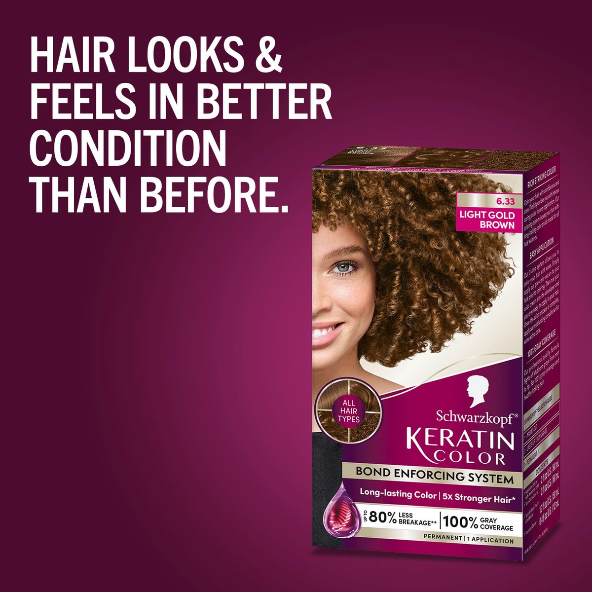 Schwarzkopf Keratin Permanent Hair Dye Cream, 6.33 Light Gold Brown - Professional Gray Coverage with Bond Enforcing System Avelisse