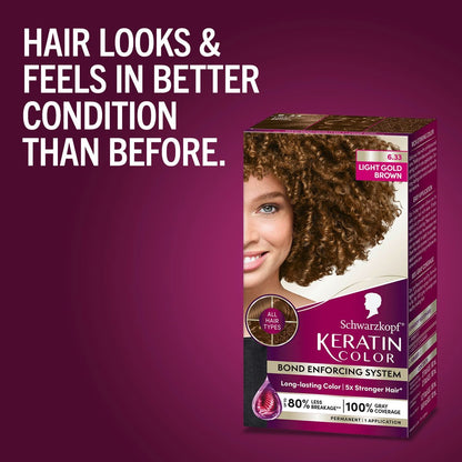 Schwarzkopf Keratin Permanent Hair Dye Cream, 6.33 Light Gold Brown - Professional Gray Coverage with Bond Enforcing System Avelisse