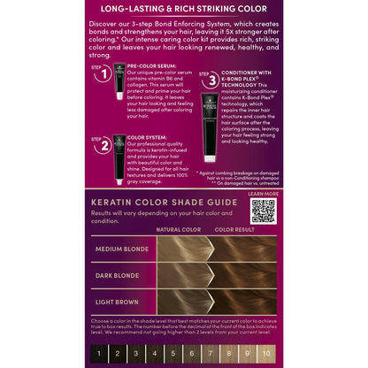 Schwarzkopf Keratin Permanent Hair Dye Cream, 6.33 Light Gold Brown - Professional Gray Coverage with Bond Enforcing System Avelisse