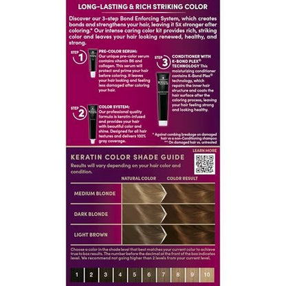 Schwarzkopf Keratin Permanent Hair Dye Cream, 6.33 Light Gold Brown - Professional Gray Coverage with Bond Enforcing System Avelisse
