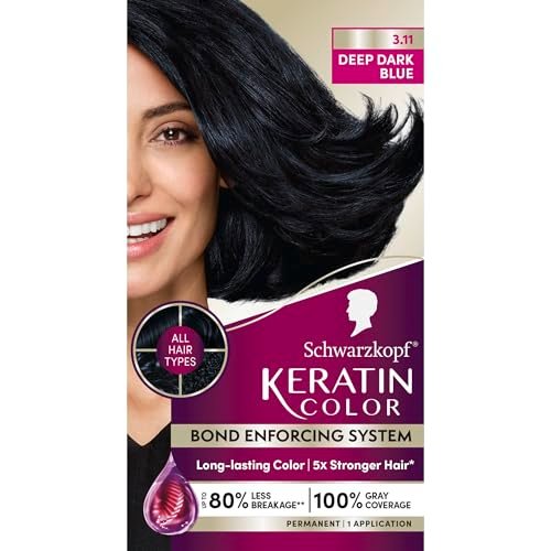 Schwarzkopf Keratin Permanent Hair Dye Cream 3.11 Deep Dark Blue - Professional Gray Coverage & Bond Enforcing System - görsel 1