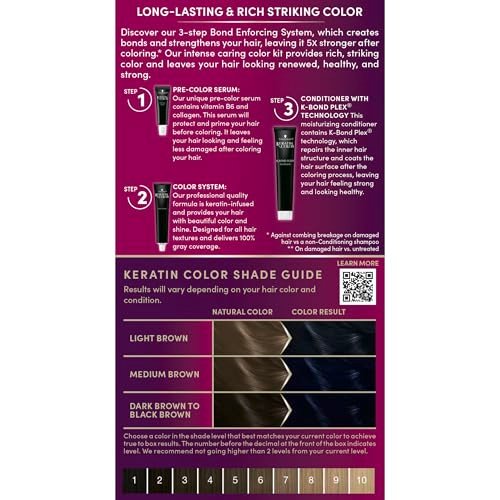 Schwarzkopf Keratin Permanent Hair Dye Cream 3.11 Deep Dark Blue - Professional Gray Coverage & Bond Enforcing System - görsel 11