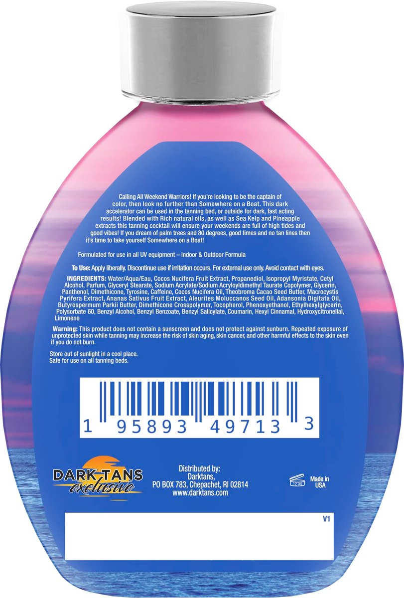 Somewhere On A Boat Tanning Lotion - Indoor & Outdoor Tanning with Coconut Oil, Pineapple & Shea Butter - White Lotion, No Bronzer (13.5 oz) Avelisse