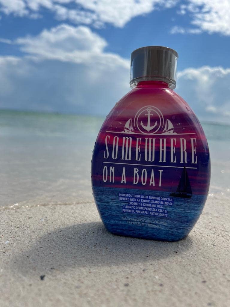 Somewhere On A Boat Tanning Lotion - Indoor & Outdoor Tanning with Coconut Oil, Pineapple & Shea Butter - White Lotion, No Bronzer (13.5 oz) Avelisse