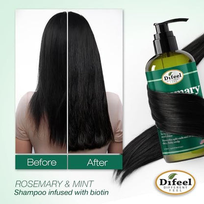 Difeel Rosemary Mint Strengthening Shampoo with Biotin - 33.8 oz - Natural Rosemary Oil for Hair Growth Avelisse