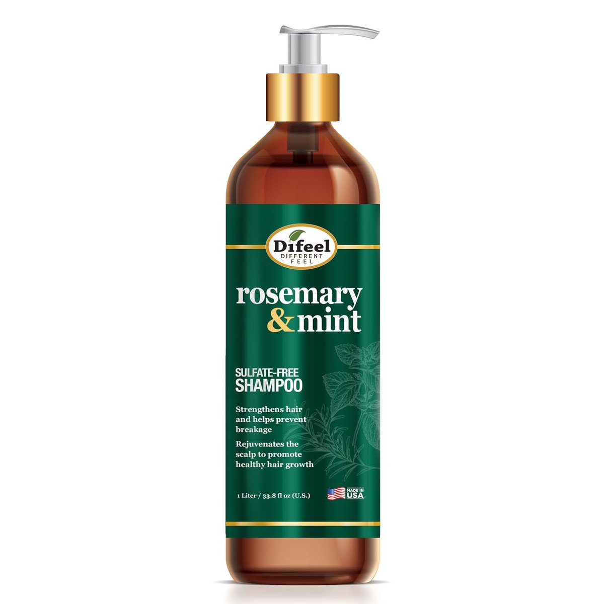 Difeel Rosemary Mint Strengthening Shampoo with Biotin - 33.8 oz - Natural Rosemary Oil for Hair Growth Avelisse