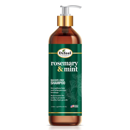 Difeel Rosemary Mint Strengthening Shampoo with Biotin - 33.8 oz - Natural Rosemary Oil for Hair Growth Avelisse