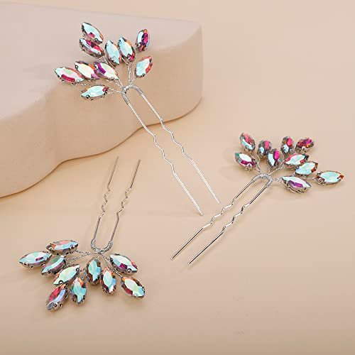 Teyglen 3pcs Bridal Crystal Hair Pins - Rhinestone Wedding Hair Accessories for Women Bride Girls (Ab Color) - görsel 8
