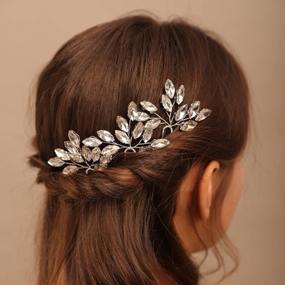 Teyglen 3pcs Bridal Crystal Hair Pins - Rhinestone Wedding Hair Accessories for Women Bride Girls (Ab Color)