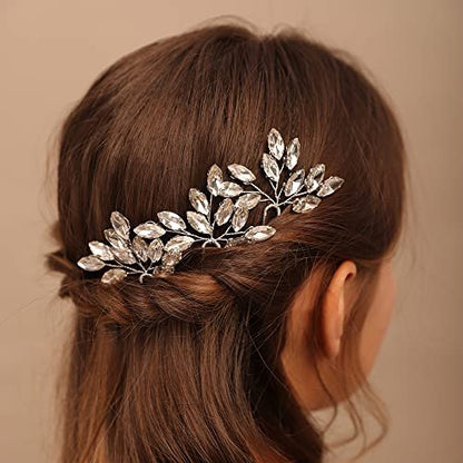 Teyglen 3pcs Bridal Crystal Hair Pins - Rhinestone Wedding Hair Accessories for Women Bride Girls (Ab Color)