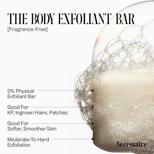 Nécessaire The Body Exfoliant Bar - 2% Physical Exfoliant with 5 Ceramides & Niacinamide for Smooth Skin, KP, Rough Patches, Ingrown Hairs - Fragrance-Free - 5 oz Avelisse