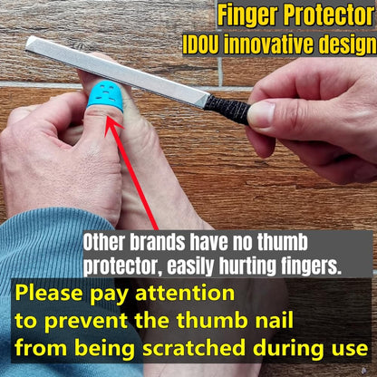 IDOU 2-Piece Stainless Steel Toe Nail Files for Thick Nails – 4 Sides, for Men, Seniors & Dogs