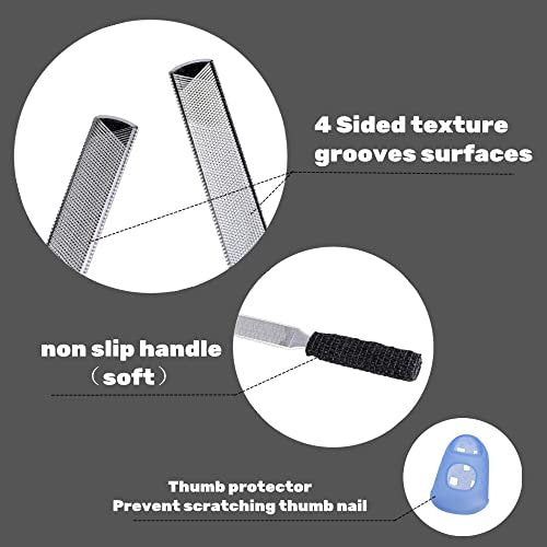 IDOU 2-Piece Stainless Steel Toe Nail Files for Thick Nails – 4 Sides, for Men, Seniors & Dogs - görsel 4