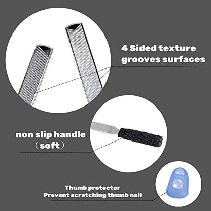 IDOU 2-Piece Stainless Steel Toe Nail Files for Thick Nails – 4 Sides, for Men, Seniors & Dogs
