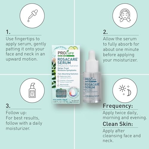 PROcure Rosacare Face Serum – Hyaluronic Acid, Niacinamide & Licorice Root for Redness Relief, Hydration & Sensitive Skin (1.08 fl oz) Avelisse