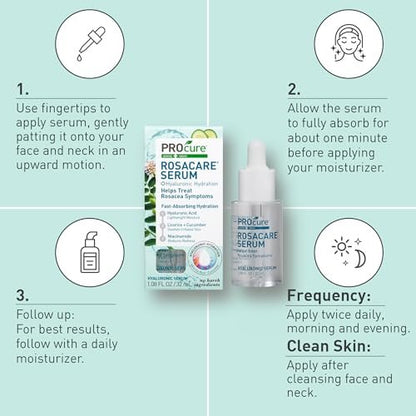 PROcure Rosacare Face Serum – Hyaluronic Acid, Niacinamide & Licorice Root for Redness Relief, Hydration & Sensitive Skin (1.08 fl oz) Avelisse