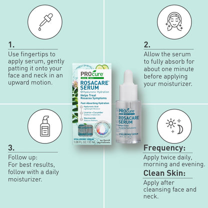 PROcure Rosacare Face Serum – Hyaluronic Acid, Niacinamide & Licorice Root for Redness Relief, Hydration & Sensitive Skin (1.08 fl oz) Avelisse