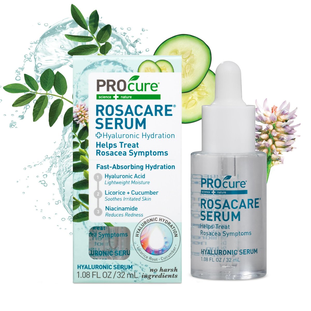 PROcure Rosacare Face Serum – Hyaluronic Acid, Niacinamide & Licorice Root for Redness Relief, Hydration & Sensitive Skin (1.08 fl oz) Avelisse