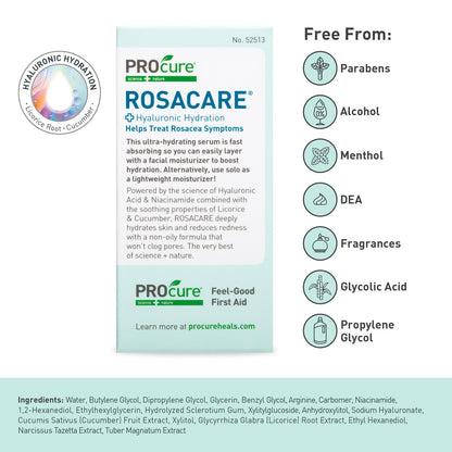 PROcure Rosacare Face Serum – Hyaluronic Acid, Niacinamide & Licorice Root for Redness Relief, Hydration & Sensitive Skin (1.08 fl oz) Avelisse