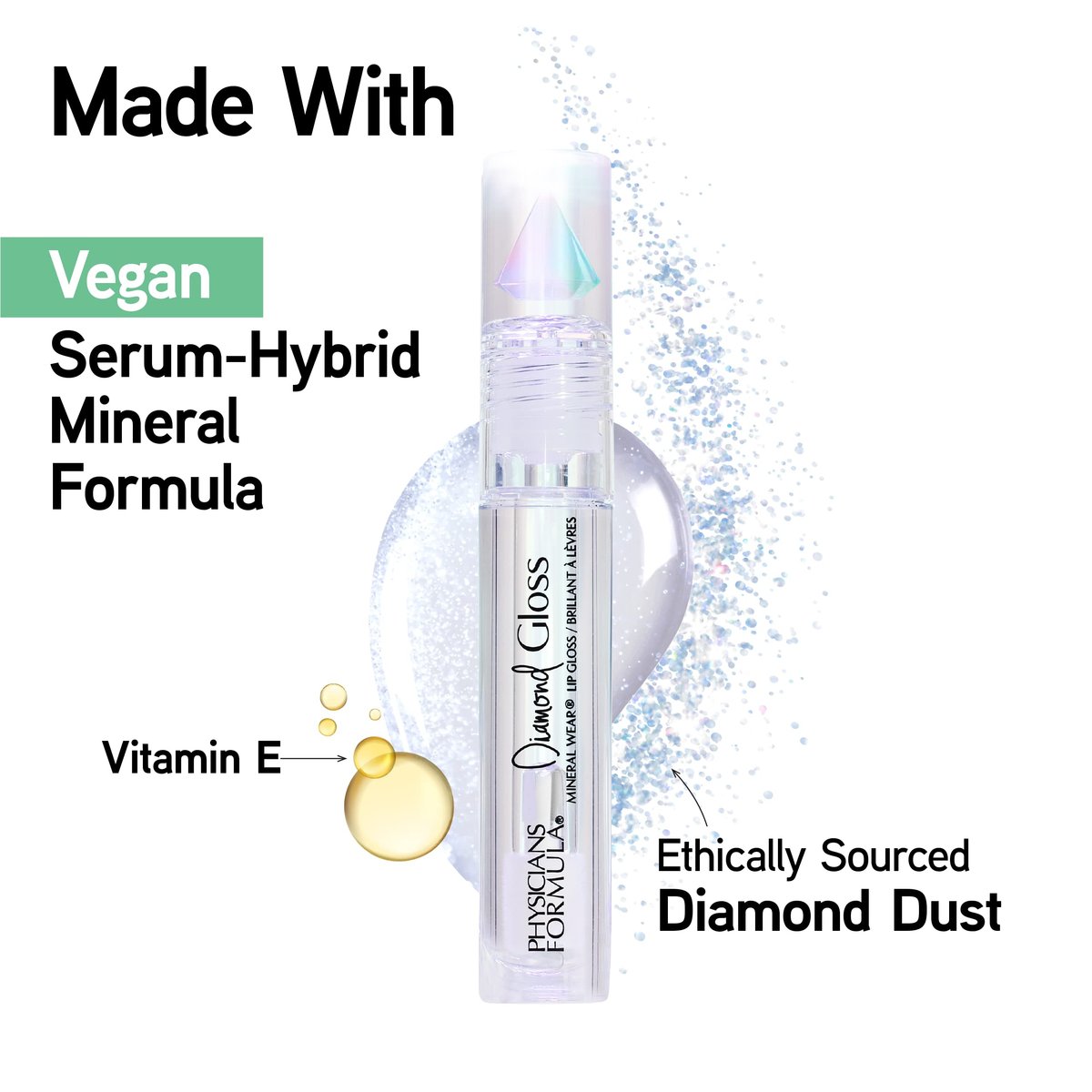 Physicians Formula Mineral Wear Diamond Gloss Crystal Clear - High-Shine Lip Gloss - görsel 9