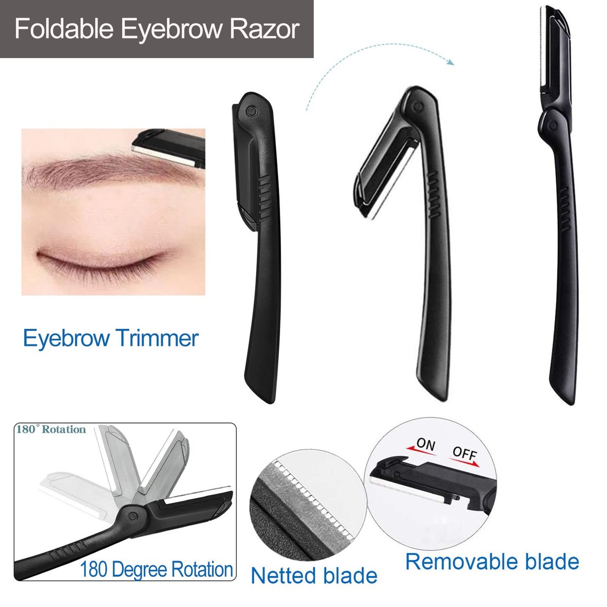 KAJUDA 5-in-1 Eyebrow Grooming Kit - Eyebrow Razor, Trimmer & Scissors Set for Women and Men - görsel 5