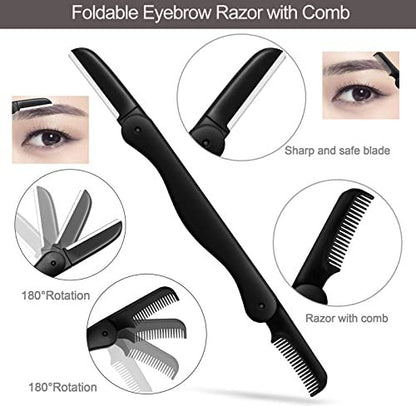 KAJUDA 5-in-1 Eyebrow Grooming Kit - Eyebrow Razor, Trimmer & Scissors Set for Women and Men