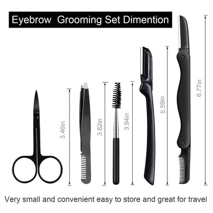 KAJUDA 5-in-1 Eyebrow Grooming Kit - Eyebrow Razor, Trimmer & Scissors Set for Women and Men