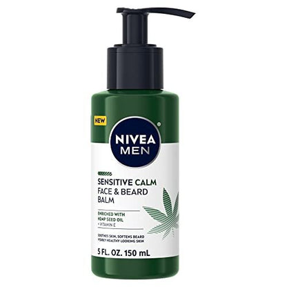 NIVEA MEN Sensitive Calm Face and Beard Balm for Sensitive Skin, 5 fl oz Pump Bottle