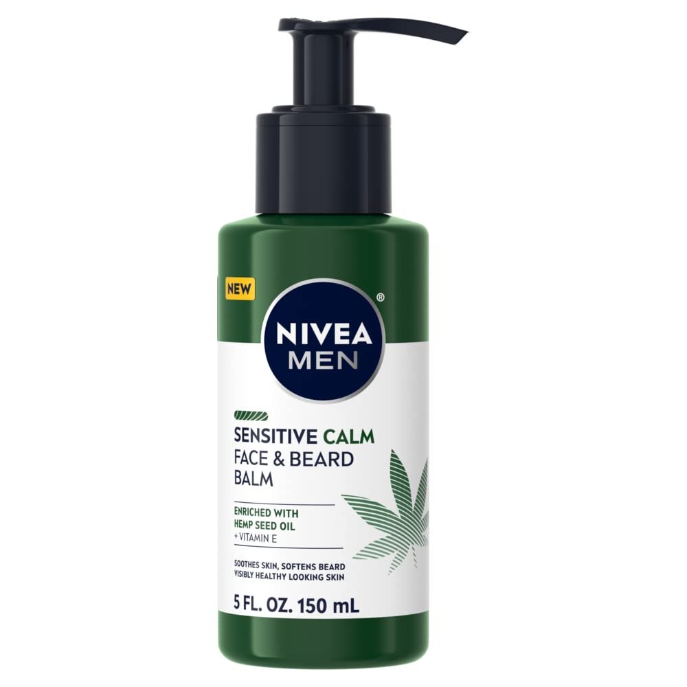 NIVEA MEN Sensitive Calm Face and Beard Balm for Sensitive Skin, 5 fl oz Pump Bottle - görsel 1