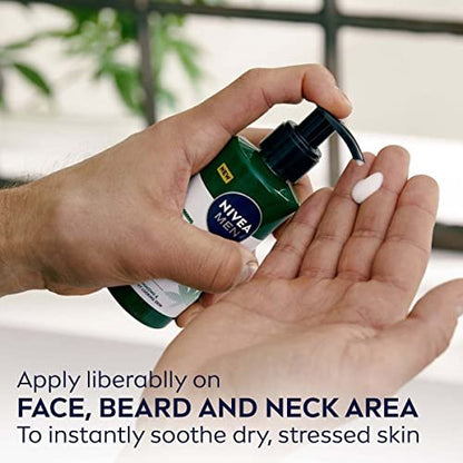 NIVEA MEN Sensitive Calm Face and Beard Balm for Sensitive Skin, 5 fl oz Pump Bottle