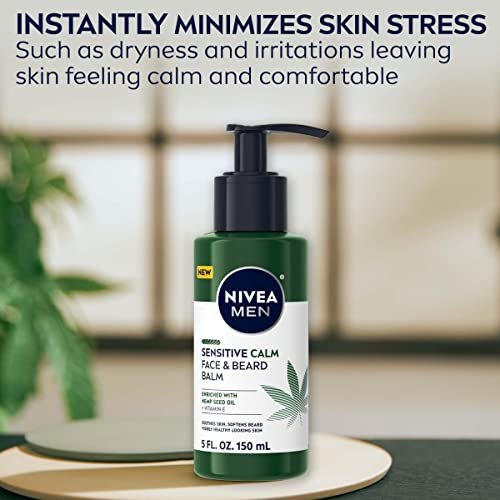 NIVEA MEN Sensitive Calm Face and Beard Balm for Sensitive Skin, 5 fl oz Pump Bottle - görsel 10