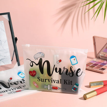 Oudain 60 Pcs Nurse Survival Kit Bag White - Multi Purpose Cosmetic Pouches for Travel & Daily Use, 7.87 x 5.91 Inches Avelisse