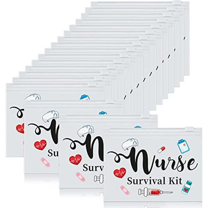 Oudain 60 Pcs Nurse Survival Kit Bag White - Multi Purpose Cosmetic Pouches for Travel & Daily Use, 7.87 x 5.91 Inches Avelisse