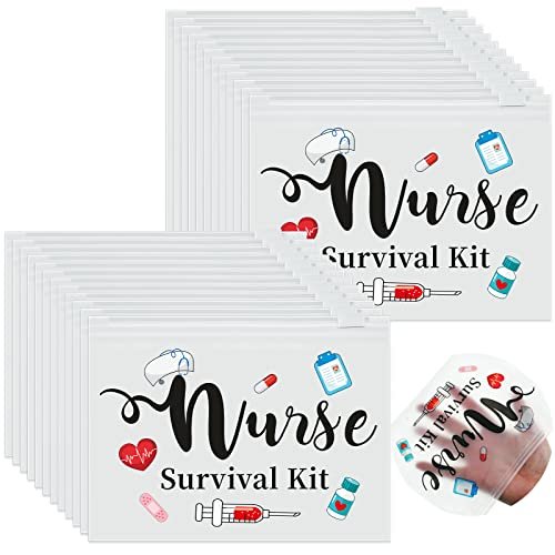 Oudain 60 Pcs Nurse Survival Kit Bag White - Multi Purpose Cosmetic Pouches for Travel & Daily Use, 7.87 x 5.91 Inches Avelisse
