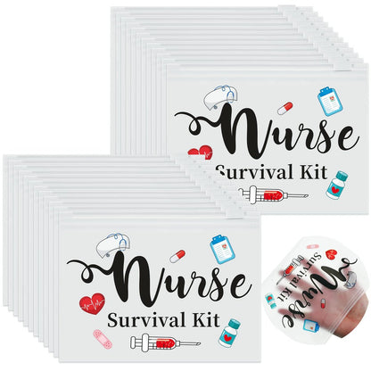 Oudain 60 Pcs Nurse Survival Kit Bag White - Multi Purpose Cosmetic Pouches for Travel & Daily Use, 7.87 x 5.91 Inches Avelisse