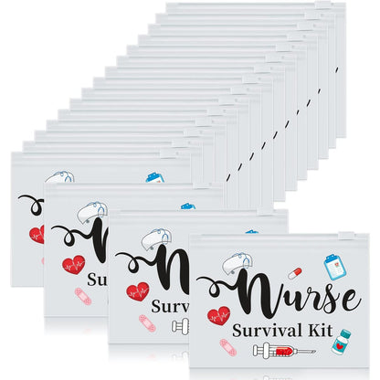 Oudain 60 Pcs Nurse Survival Kit Bag White - Multi Purpose Cosmetic Pouches for Travel & Daily Use, 7.87 x 5.91 Inches Avelisse
