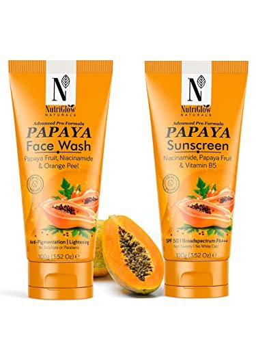 NUTRIGLOW Naturals Advanced Pro Formula Set of 2 Papaya Face Wash & Sunscreen - görsel 2