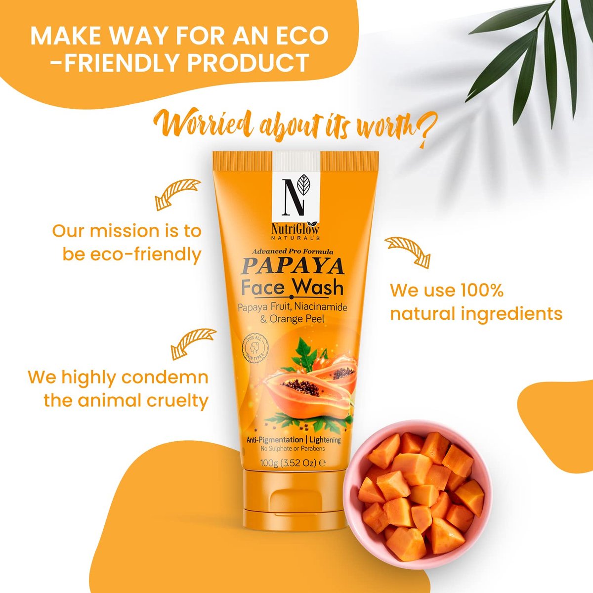 NUTRIGLOW Naturals Advanced Pro Formula Set of 2 Papaya Face Wash & Sunscreen - görsel 5