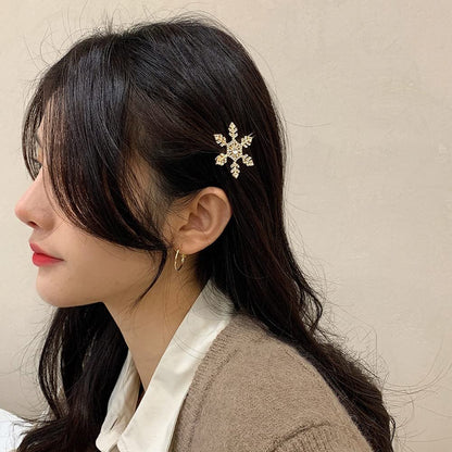 4 Pack Snowflake Rhinestone Hair Clips - Winter Holiday Crystal Hairpin Barrette Wedding Bridal Hair Accessories for Women Girls