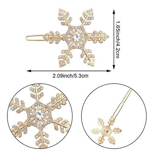 4 Pack Snowflake Rhinestone Hair Clips - Winter Holiday Crystal Hairpin Barrette Wedding Bridal Hair Accessories for Women Girls - görsel 4
