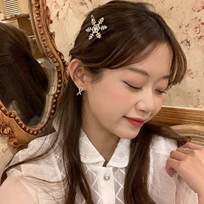 4 Pack Snowflake Rhinestone Hair Clips - Winter Holiday Crystal Hairpin Barrette Wedding Bridal Hair Accessories for Women Girls