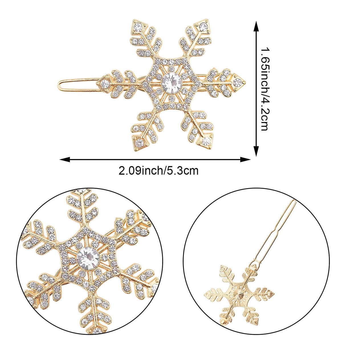 4 Pack Snowflake Rhinestone Hair Clips - Winter Holiday Crystal Hairpin Barrette Wedding Bridal Hair Accessories for Women Girls - görsel 3