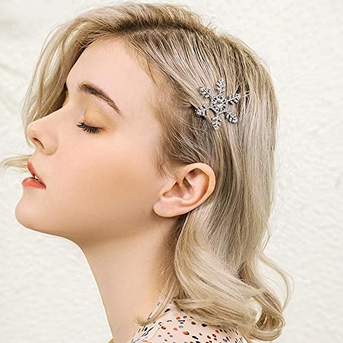 4 Pack Snowflake Rhinestone Hair Clips - Winter Holiday Crystal Hairpin Barrette Wedding Bridal Hair Accessories for Women Girls - görsel 6